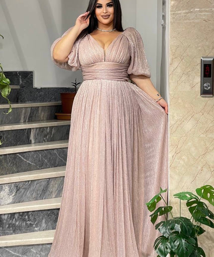 Metallic A-Line Gown | Wedding Guest Dress Plus Size Evening Wear Mother of The Bride