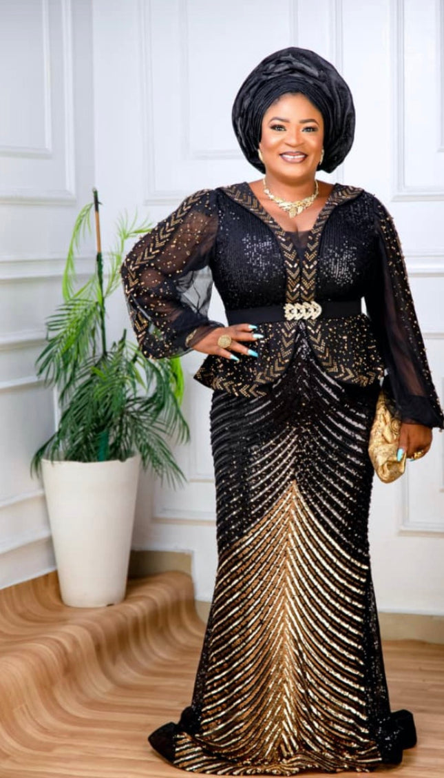 Sequin Rhinestone Peplum Dress