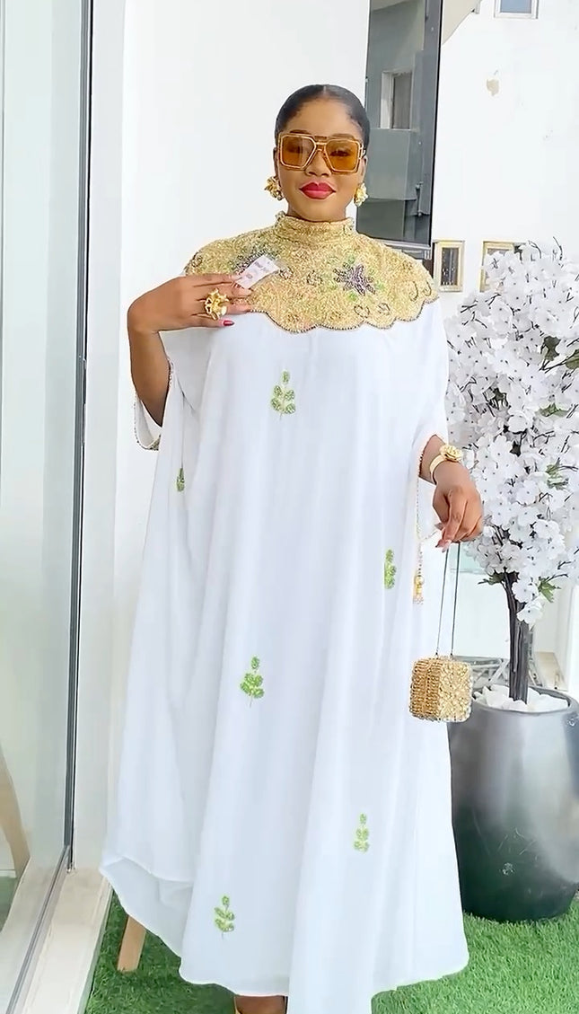 Kaftan with Beaded Embroidery and Sleeve Tassels | Women's Fashion Maxi Dress Engagement Party Birthday Wedding Guest