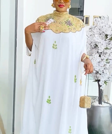 Kaftan with Beaded Embroidery and Sleeve Tassels | Women's Fashion Maxi Dress Engagement Party Birthday Wedding Guest