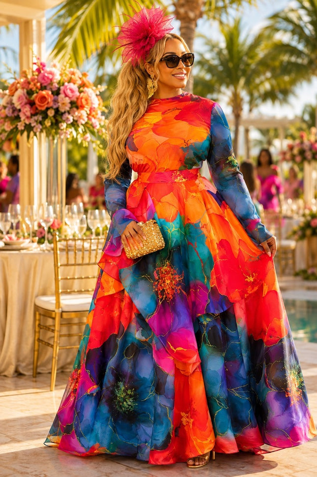 "Main Character" Purple Mesh Top & Ruffle Organza A-Line Skirt for Birthday Photoshoot Wedding Guest Celebrant Anniversary Gala Dinner 3-Piece Party Outfit (Copy)