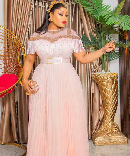 White Tassel Embellished Maxi Dress | Birthday Party Gala Bridal