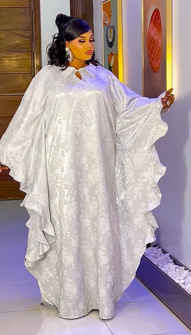 White African Bubu Ruffled Brocade Dress - Wedding Guest Mother of The Bride