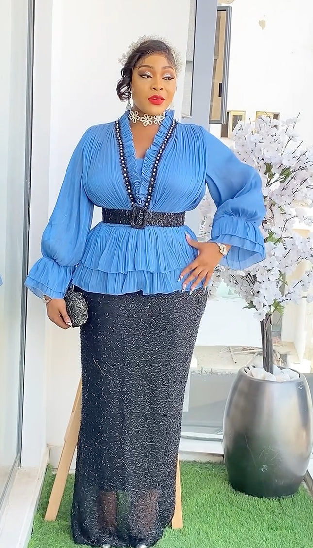 Ruffle Beaded Embellished Dress | Mother of The Bride Wedding Guest Fashion Celebration Graduation