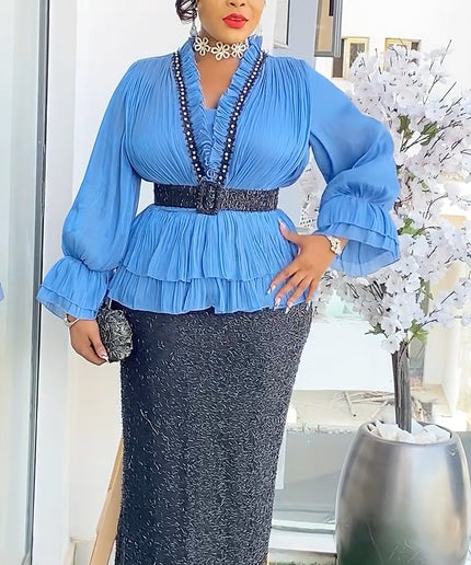 Ruffle Beaded Embellished Dress | Mother of The Bride Wedding Guest Fashion Celebration Graduation