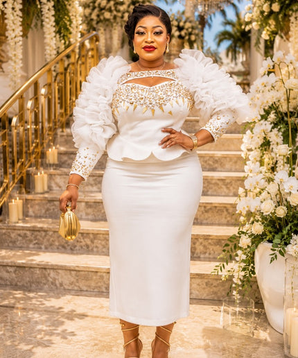 Dramatic Orange Ruffle Embellished Party Dress for Luxury Wedding Guest Cocktail Reception Mother of the Bride Church Gala Formal Evening Womenswear