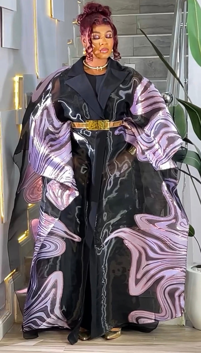 Classy Black Brocade Kaftan Dress 2-Piece Outfit for Mother of The Bride Wedding Guest Birthday Dinner Cocktail Party Formal Evening Gown