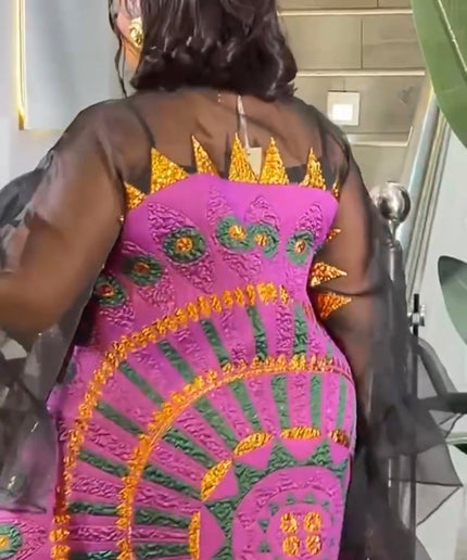Colorful Brocade Ruffle Kaftan Dress: Wedding Party Cocktail Birthday Dinner