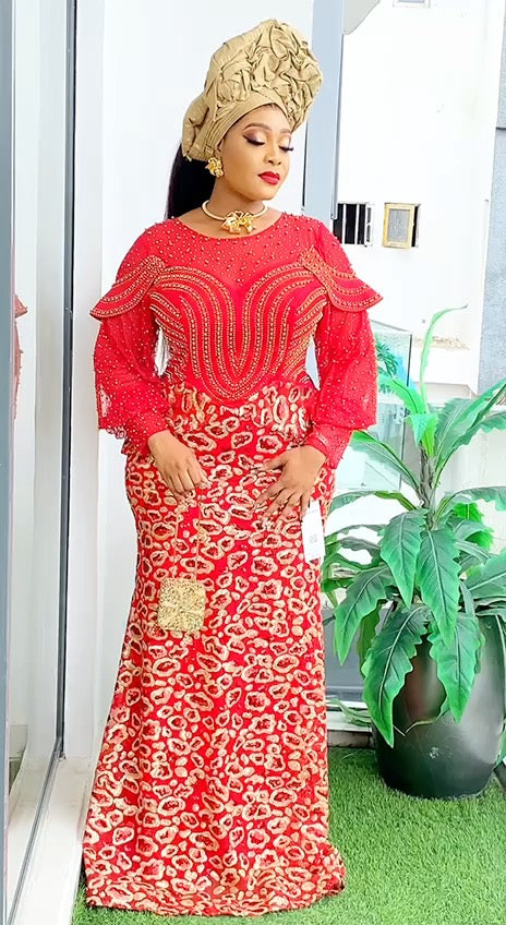 Red Sequin Embellished Mermaid Dress | Wedding Birthday Party Mother of Bride