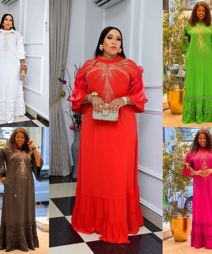 Kaftan with Rhinestones Ruffle Sleeves