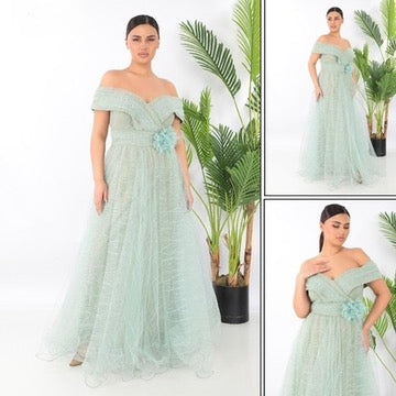 Yellow Off-The-Shoulder Fit & Flare Maxi Dress