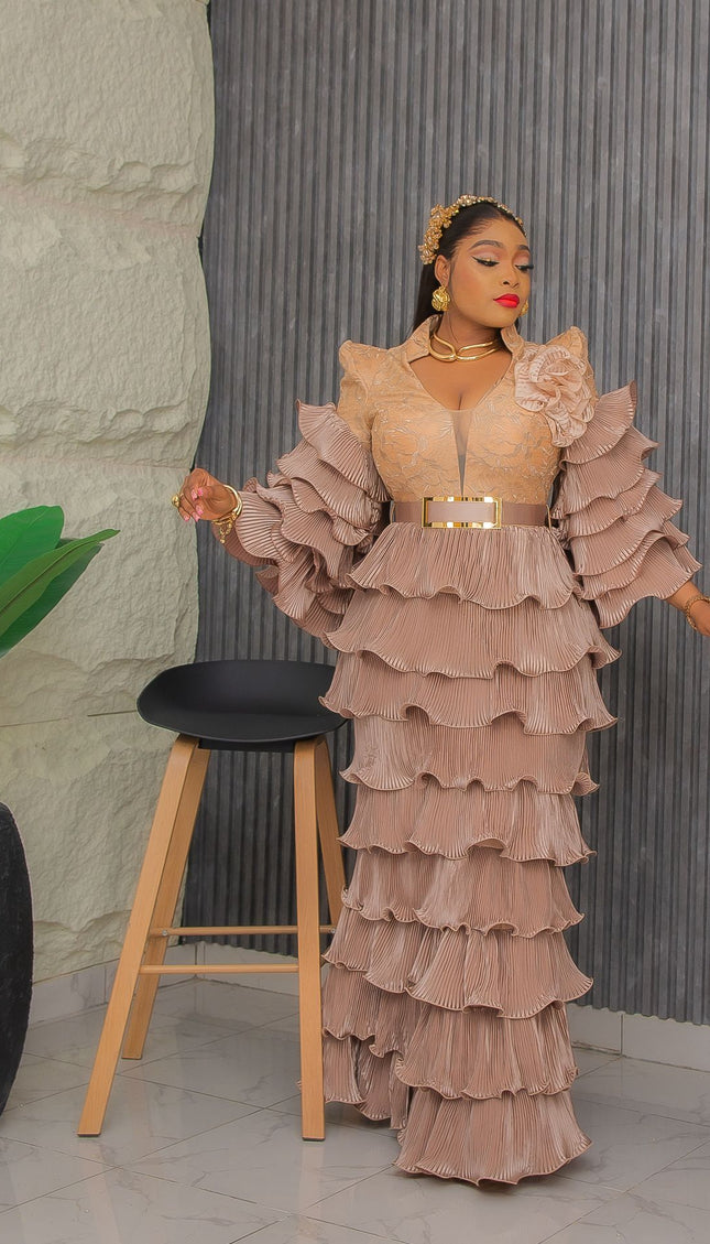 White Waterfall Ruffles Wedding Guest Dress Maxi Embroidered Rosette Plus Size Mother of The Bride Evening Wear Cocktail Birthday Party