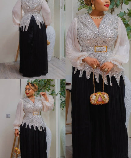 Asymmetrical Sequin Pleated Maxi Dress - Cocktail Dinner Party Birthday Wedding Guest Mother of The Bride