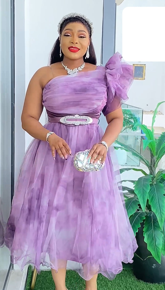 One Shoulder Ruffled Dress | Wedding Guest Photoshoot Birthday Party Cocktail
