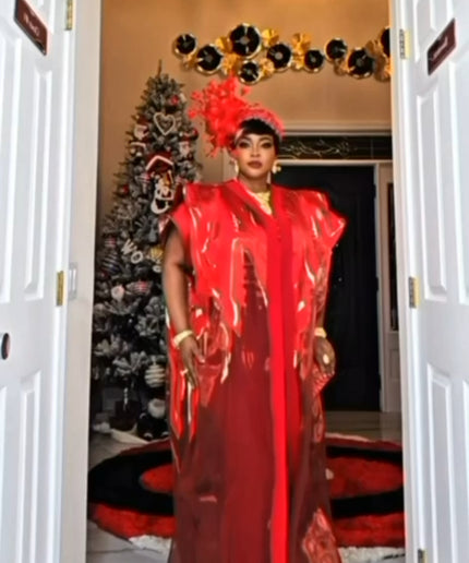 Elegant Green Kaftan Dress 2-Piece Set, Metallic Brocade Wedding Guest Attire Engagement Birthday Party Cocktail Anniversary Photoshoot