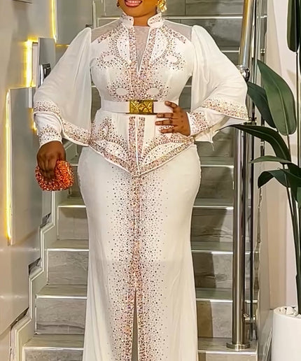 Red Velvet Crystal Embellished Peplum Maxi Dress - Wedding Guest Mother of The Bride Anniversary Cocktail