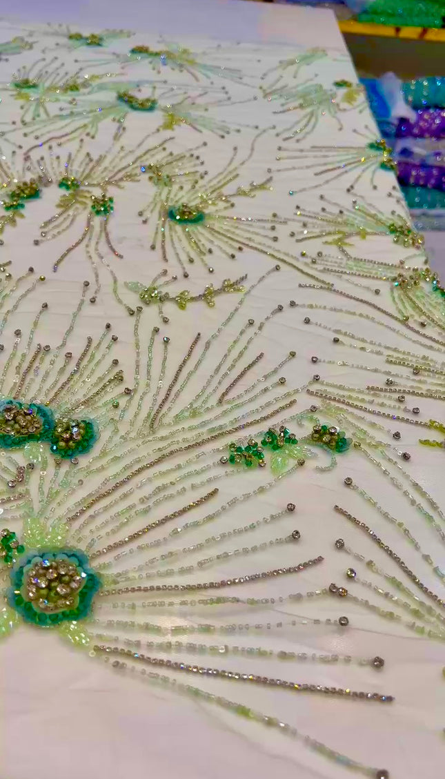 Swarovski Crystal Hand-Beaded Fabric Dressmaking | Wedding Evening Gown Birthday Pageant Prom Dress