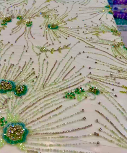 Swarovski Crystal Hand-Beaded Fabric Dressmaking | Wedding Evening Gown Birthday Pageant Prom Dress