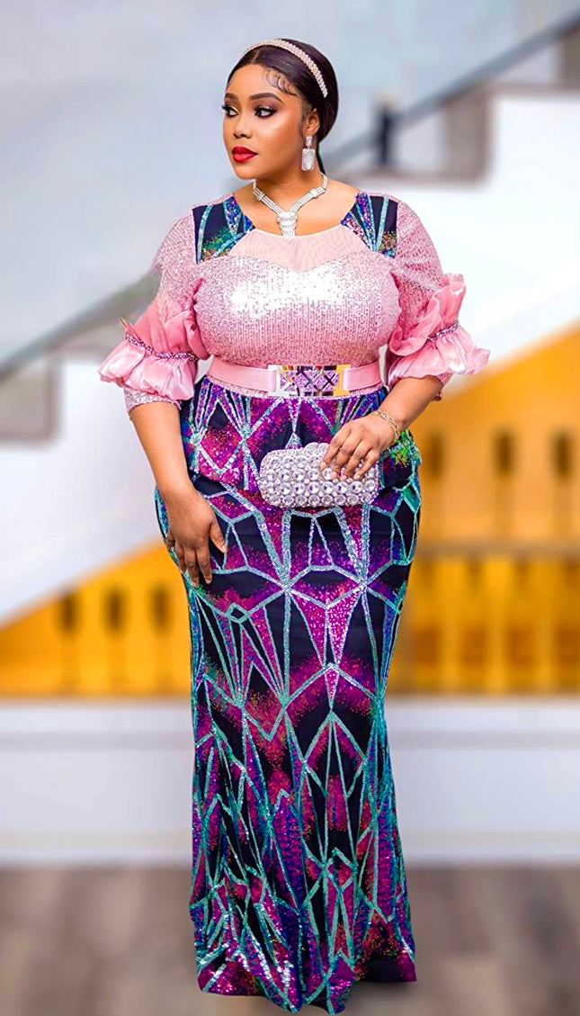 Plus Size Sequin Embellished Wedding Guest Dress Maxi Mother of The Bride Mermaid Gown - Cocktail Holiday Dinner Party Birthday Photoshoot Gala Reception