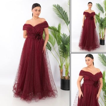 Yellow Off-The-Shoulder Fit & Flare Maxi Dress