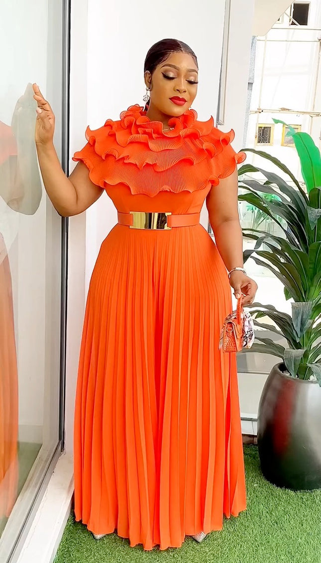 Ruffle Pleated Wide Leg Jumpsuit | Birthday Party Wedding Guest Summer Fashion