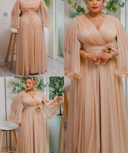 Orange Cape Sleeve Ruffle Pleated Maxi Dress: Mother of The Bride Wedding Guest Birthday Party Cocktail Church Anniversary