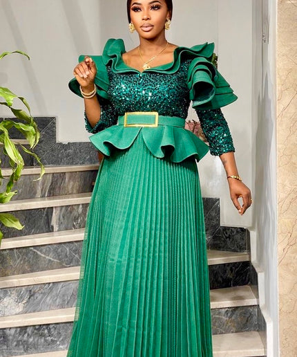 Sequin Embellished A-Line Gown, Mother of the Bride Dress Wedding Guest Cocktail Birthday Dinner Reception