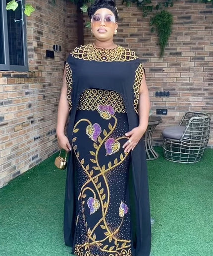 Bling Embellished Kaftan Dress with Cape Sleeves