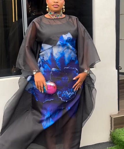 Green Floral Organza Bubu - African Wedding Guest Dress Nigerian Party Attire Engagement Photoshoot