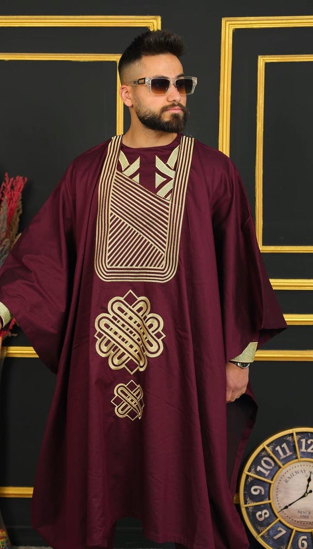African Men's Clothing Agbada Shirt Pants Embroidery