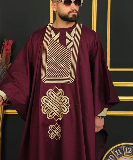 African Men's Clothing Agbada Shirt Pants Embroidery