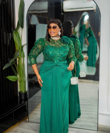 Elegant White Embellished 3D Flower Draped Maxi Dress for Bridal Civil Court Wedding Guest Engagement Party Mother of The Bride Photoshoot Gala Reception