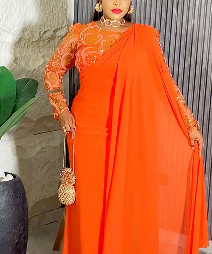 Sequin Shoulder Drape Maxi Dress | Bridesmaids Wedding Guest Birthday Party Mother of The Bride