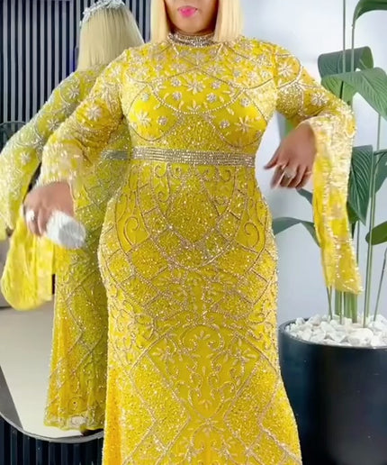 Fancy Embellished Wide Sleeve Maxi Dress | Wedding Guest Birthday Party Gala Anniversary