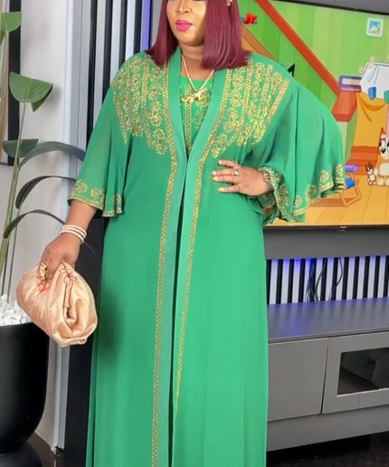 Rhinestone Kaftan with Inner Dress | Matching 2 Piece Set
