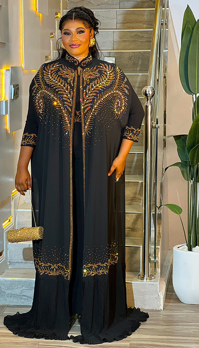 Purple Kaftan 2-Piece Rhinestone Dress for Wedding Guest Cocktail Mother of The Bride