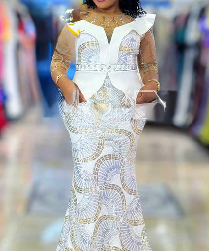 Sequin Embellished Mermaid Maxi Dress for Mother of The Bride Wedding Guest Birthday Party Photoshoot