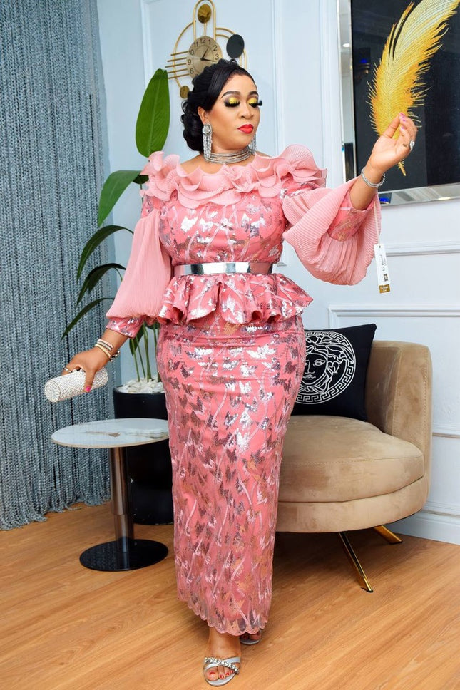 Off-The-Shoulder Ruffle Sequin Dress | Wedding Guest Anniversary Celebration Birthday Party