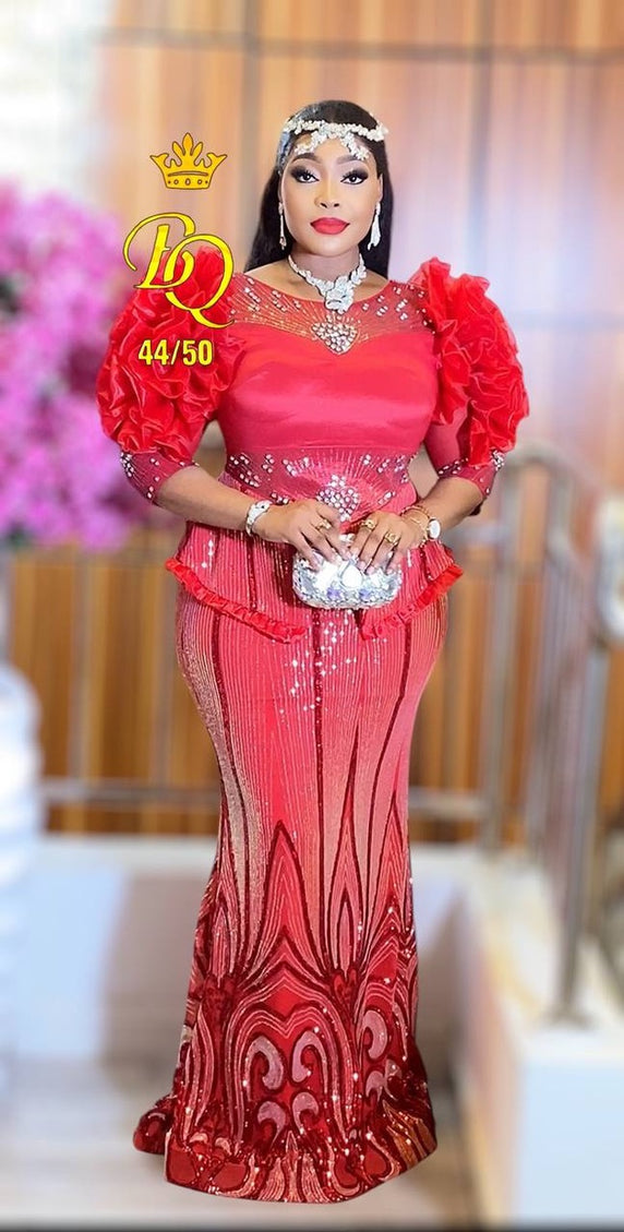 Dramatic Sleeve Sequin Peplum Maxi Dress | Wedding Guest Birthday Party Mother of The Bride