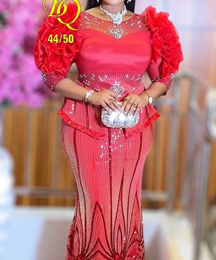 Ruffle Sleeve Sequined Maxi Dress Ruffle Sleeve Sequined Maxi Dress