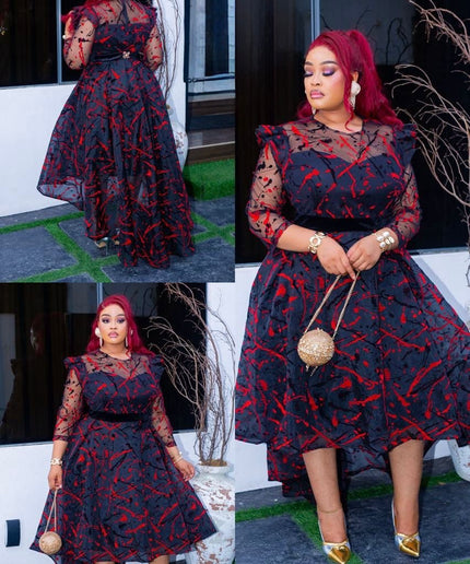 Black Fit & Flare High-Low Asymmetrical Dress for Birthday Party Wedding