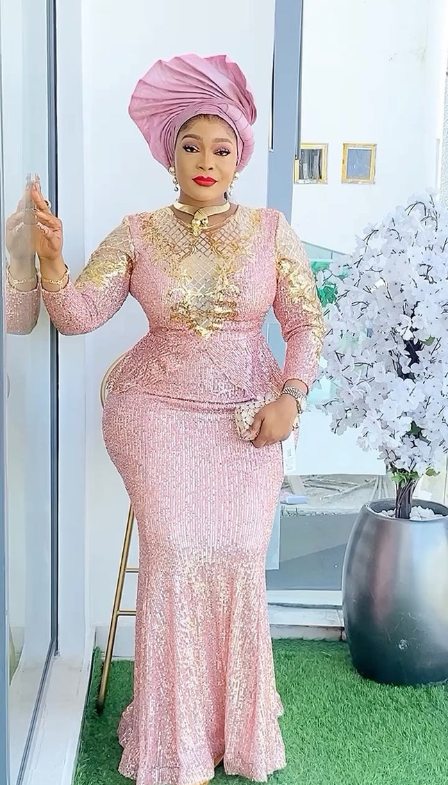 Sequin Peplum Mermaid Dress | Wedding Mother of The Bride Birthday Party