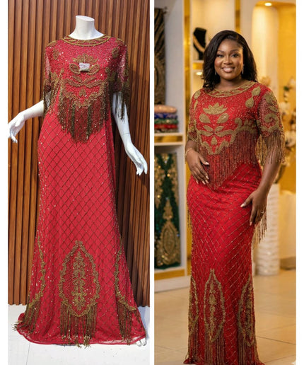Plus Size White Crystal-Fringe Embellished Evening Gown for Mother of The Bride Photoshoot Birthday Dinner Wedding Guest