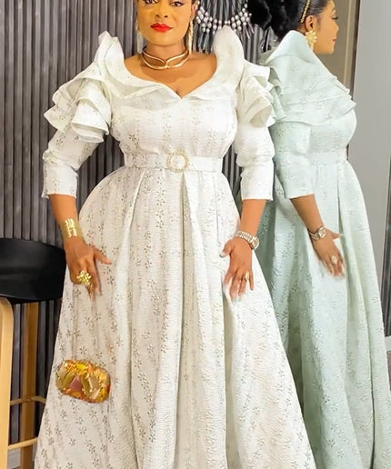 Gold Brocade Wedding Guest Dress Maxi Plus Size Mother of The Bride A-Line Gown Evening Wear Dinner Birthday Photoshoot Celebrant Worthy