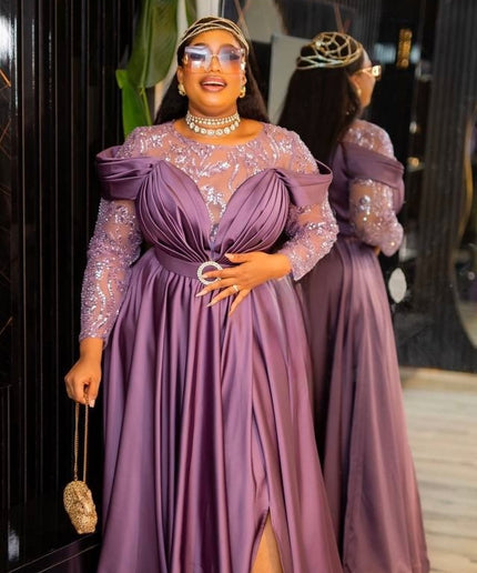 a line wedding guest dresses plus size Off The Shoulder Sequin Wedding Guest Dress, Plus Size A-Line Gown – FASHIONISKO