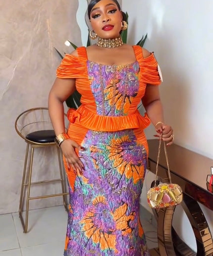 Sexy Cold Shoulder Peplum Orange Maxi Dress Wedding Guest Birthday Party Cocktail Dinner Gala Anniversary