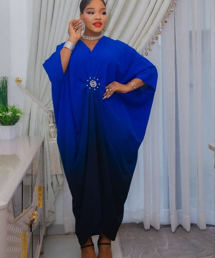 Gold Ombre Asymmetric Embellished Kaftan African Wedding Party Attire Cocktail Birthday One Size