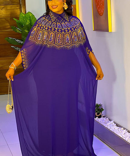 White Kaftan Rhinestone Dress 2-Piece Outfit Set - African Wedding Guest Attire Engagement Ceremony Birthday Photoshoot