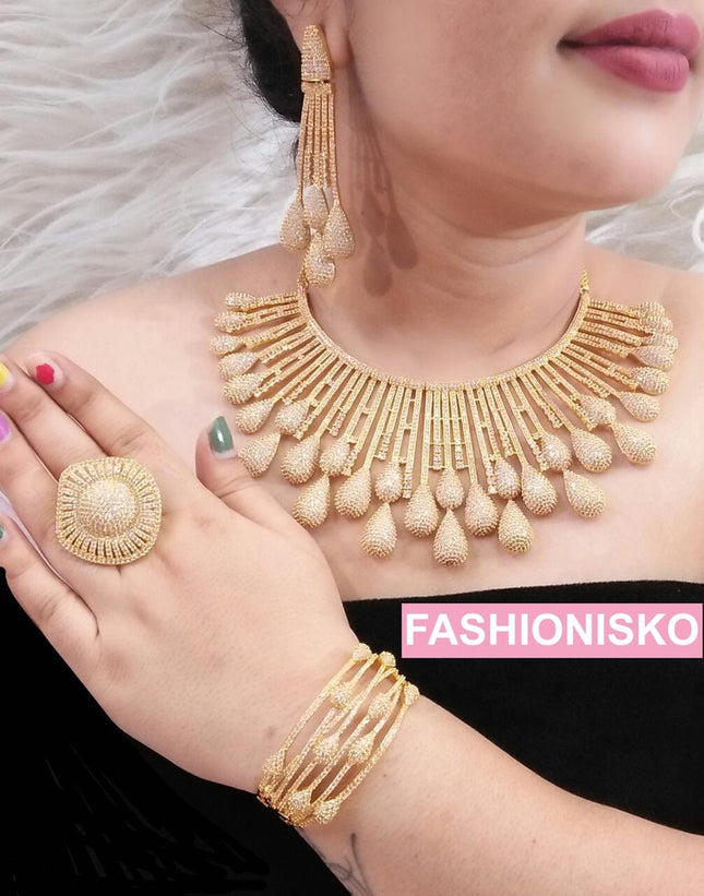 Dubai Gold Plated Jewelry Set | Bridal Jewelry, Wedding Guest, Mother of The Bride Jewelry, Birthday Party Celebrant