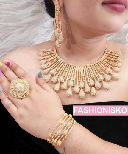 Dubai Gold Plated Jewelry Set | Bridal Jewelry, Wedding Guest, Mother of The Bride Jewelry, Birthday Party Celebrant